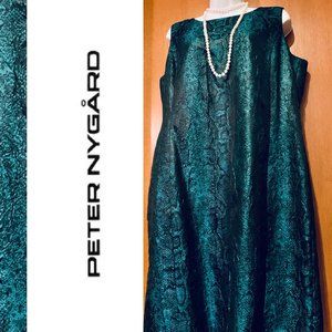 Peter Nygard Emerald Green Brocade Sleeveless Dress